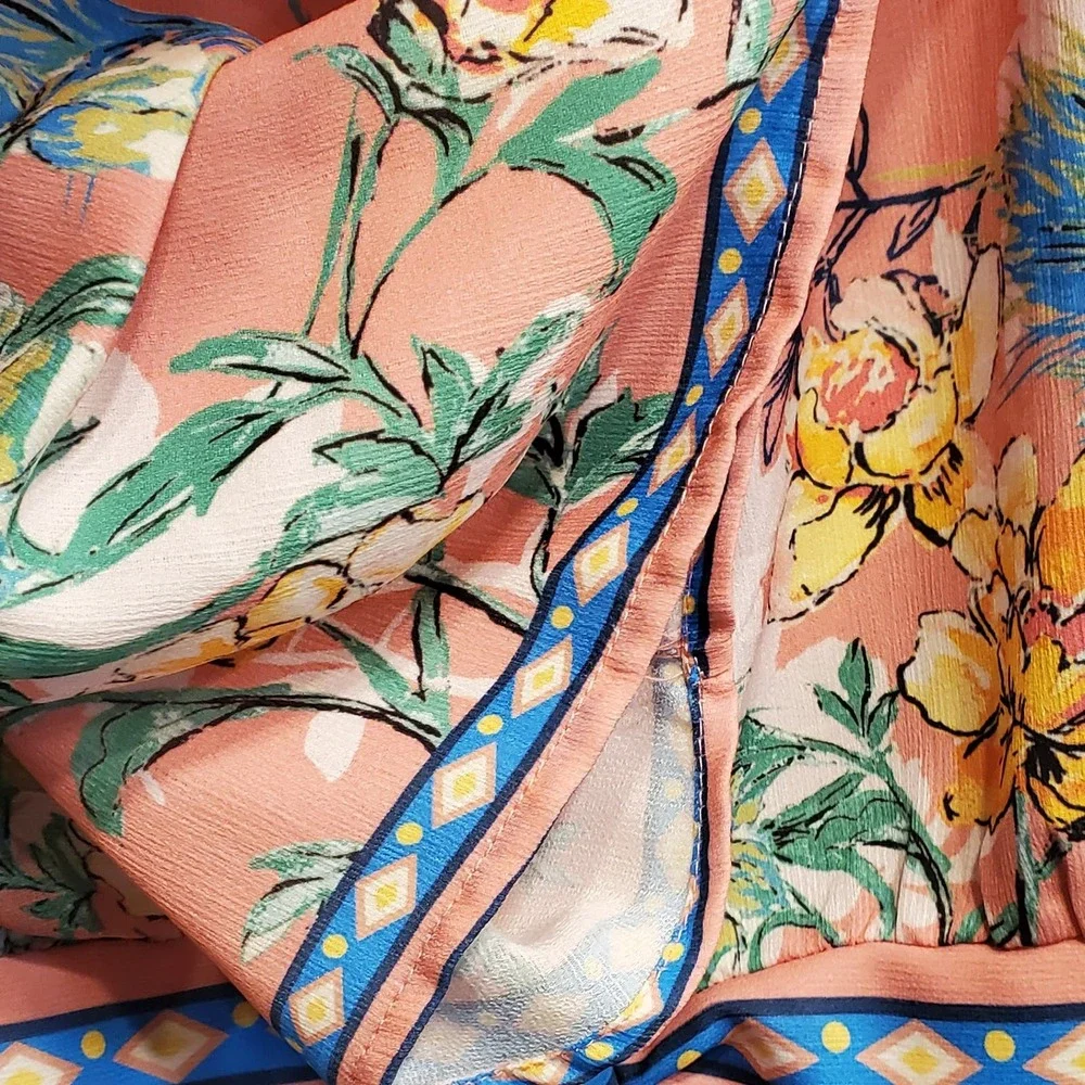 Jealous Tomato Off Shoulder Spring time Crop Top Floral Pattern Blouse Large - Picture 5 of 8